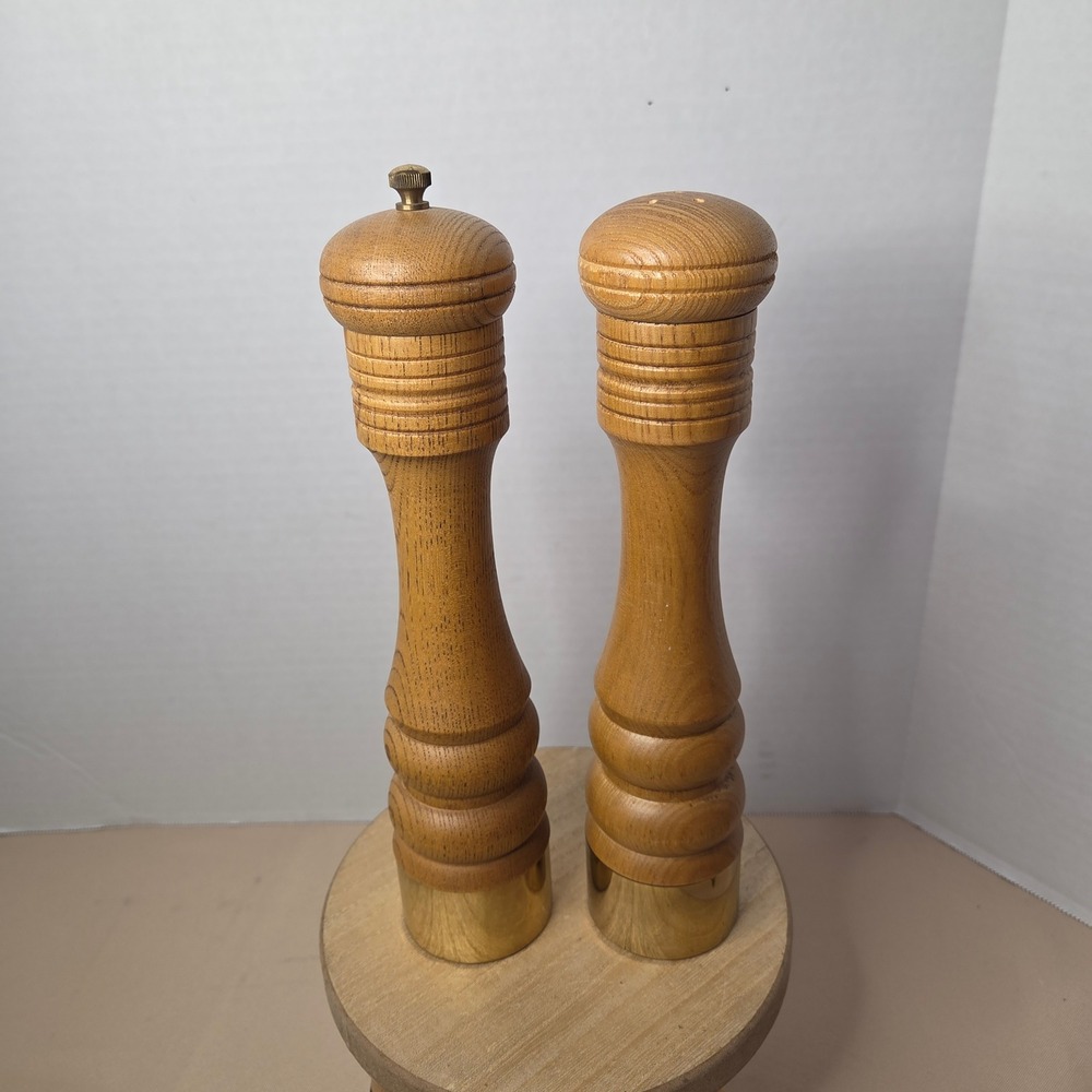 Vintage Wood Salt and Pepper Shakers Set Wooden Kitchenware Table Decor Japan